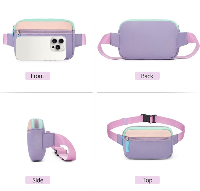 cotmcor Store Valentines Day Gifts for Kids: Fanny Pack Birthday Gift for 5 6 7 8 9 10 11 12 Year Old Teen Girls, Preppy Cute Trendy Stuff Colorblock Crossbody Bag Adjustable Belt Bags for Travel Outdoor - Image 3